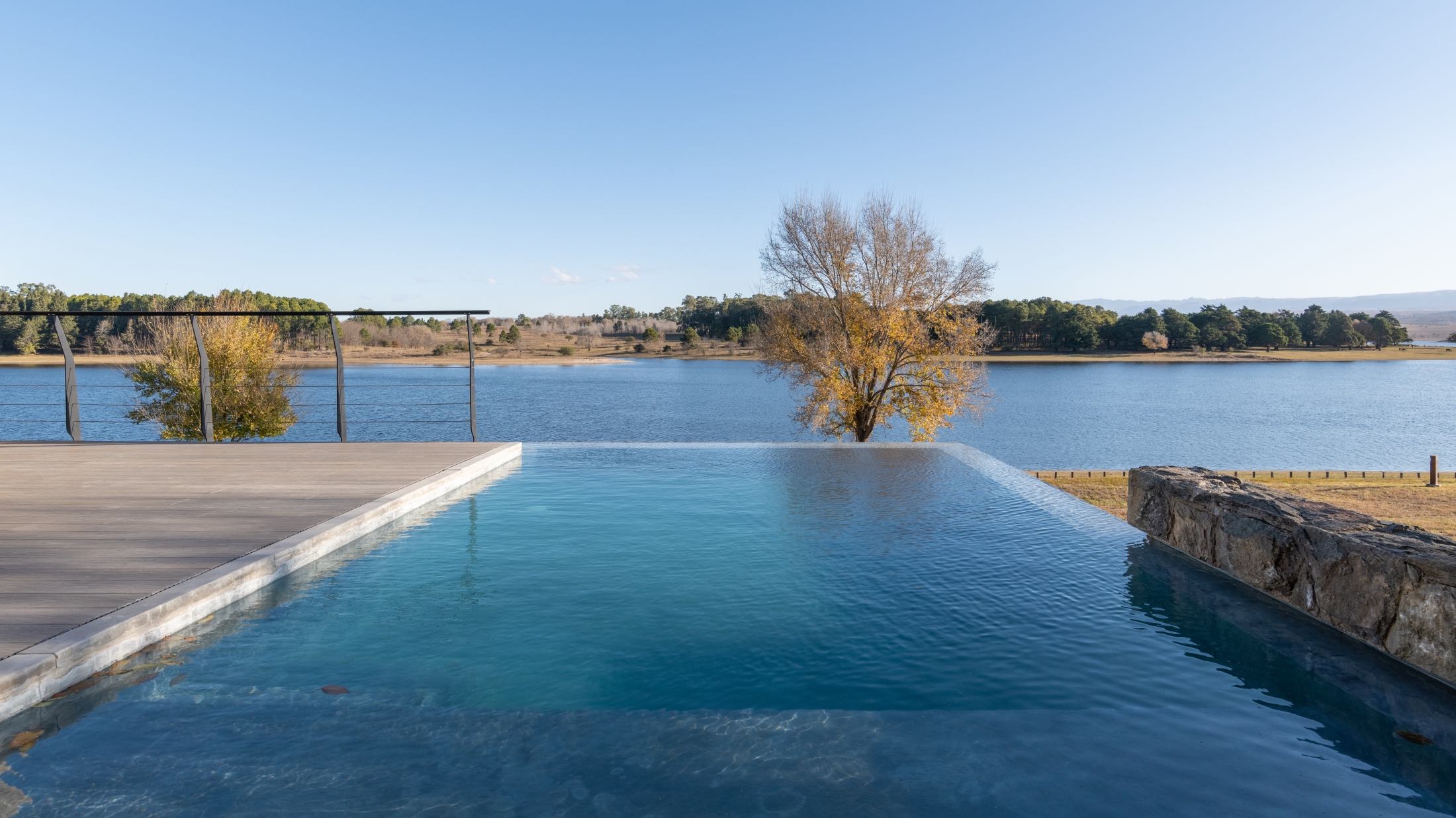 pool with lake view